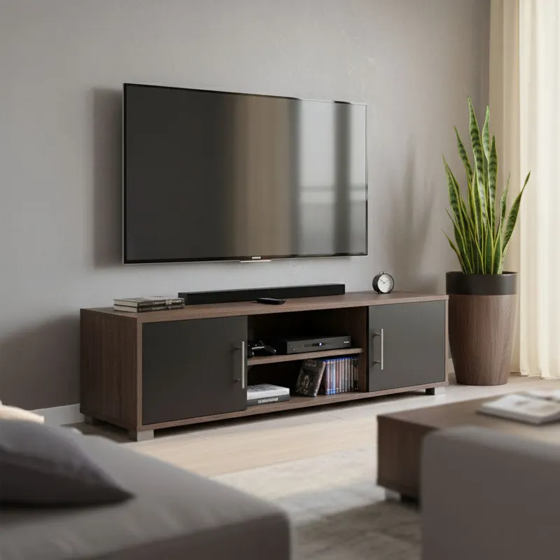 Dulap TV Serank, Lemn, Stejar-Antracit, 120x40x40 cm - Stejar