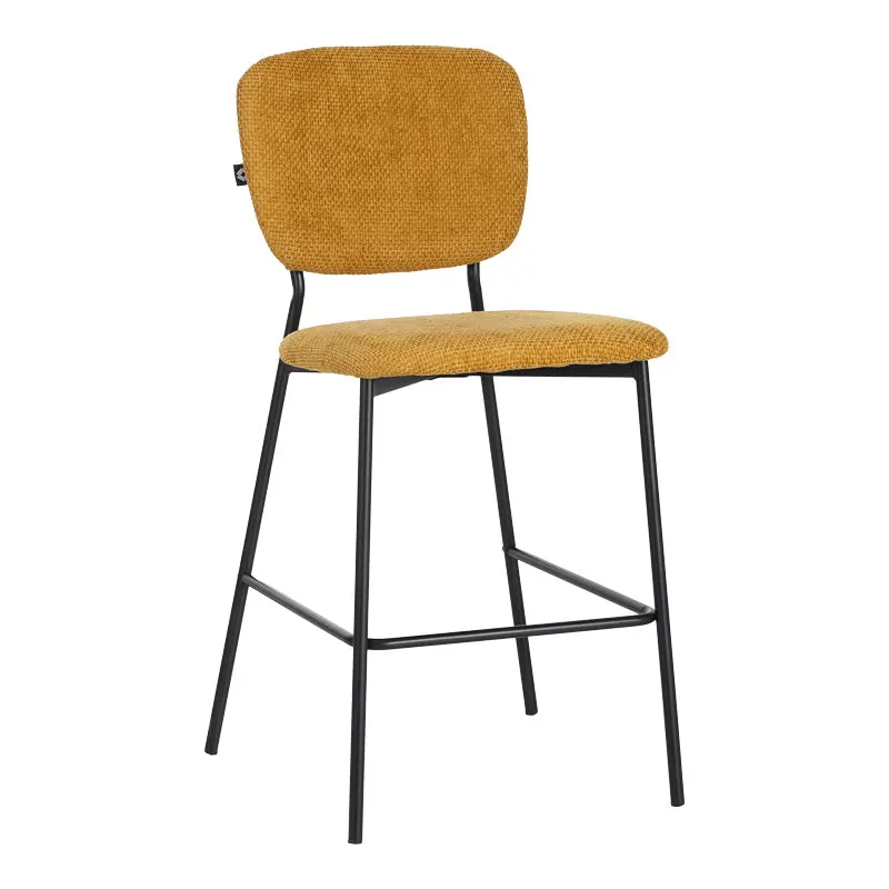 Scaun de bar cu functie de, stofa bouclé, galbena, 48x54x100 cm - Galben
