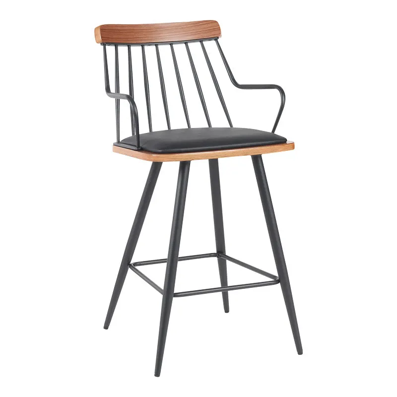Scaun de bar Posse, lemn si metal, 48x54x92 cm - Negru