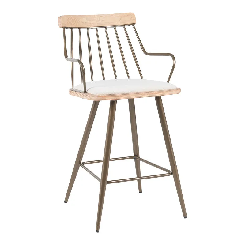 Scaun de bar Posse, lemn si metal, 48x54x92 cm - Bej
