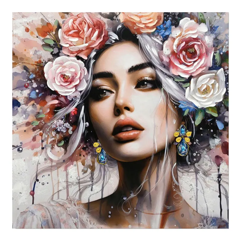 Tablou canvas cu design artistic Prima, Multicolor, 100x100 cm - Multicolor