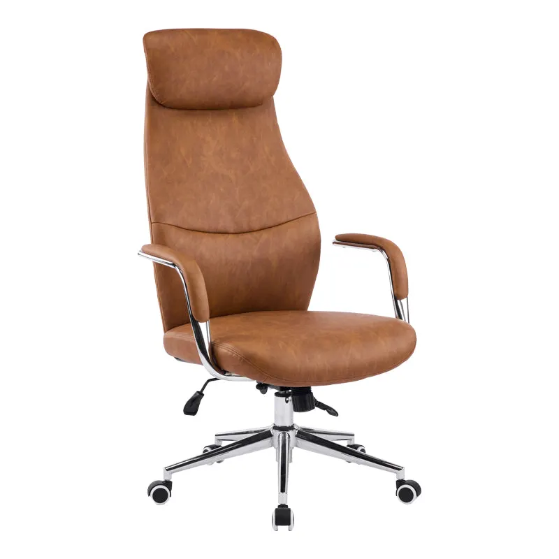 Scaun de birou managerial Ferka, piele PU, 64x71x128 cm - Maro