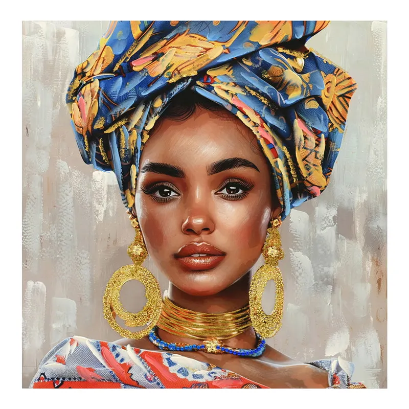 Tablou Canvas Turban 3D, Pânza, Multicolor, 80x80 cm - Multicolor