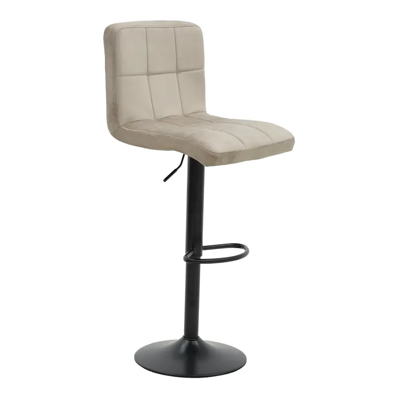 Scaun de bar ajustabil pe înaltime Remina, Catifea Neagra, Baza, Mata, Bej - Negru, 44x44x112 cm - Bej