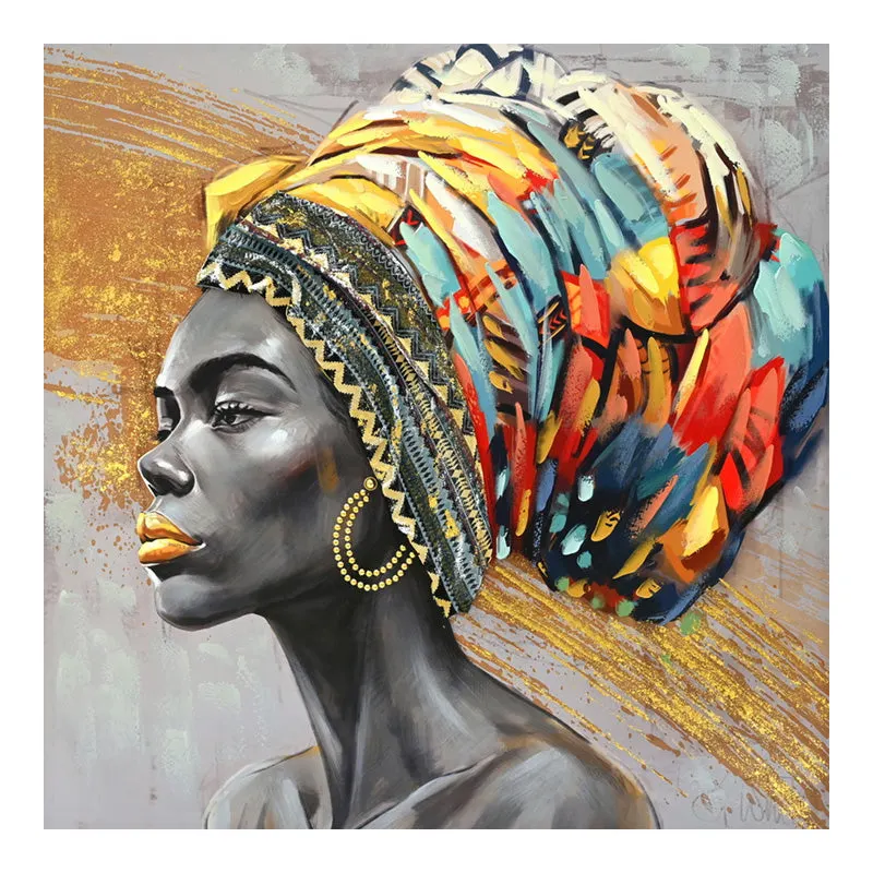 Tablou Canvas cu efect 3D Africana I, Pânza, Multicolor, 100x100 cm - Multicolor