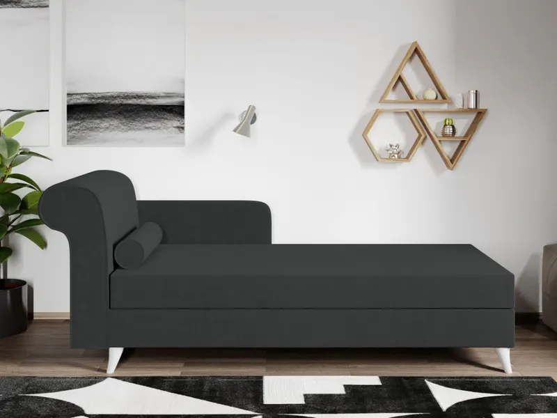 Divan / Pat o persoana tapitat Gri Inchis Round Fix — imaginea 2