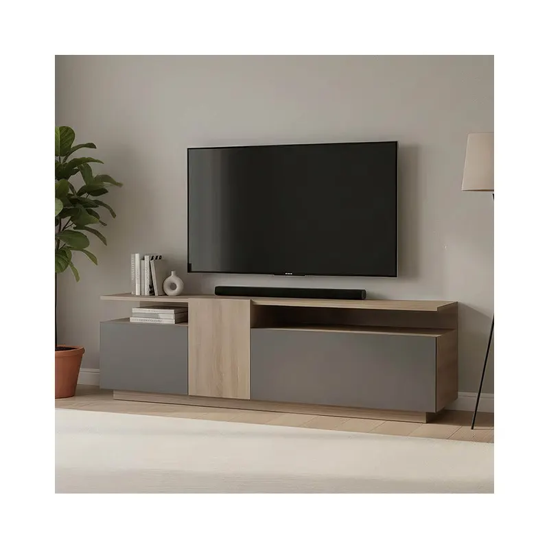 Dulap TV cu rafturi Vendora, Sonoma-Antracit, 150x29x46 cm - Antracit