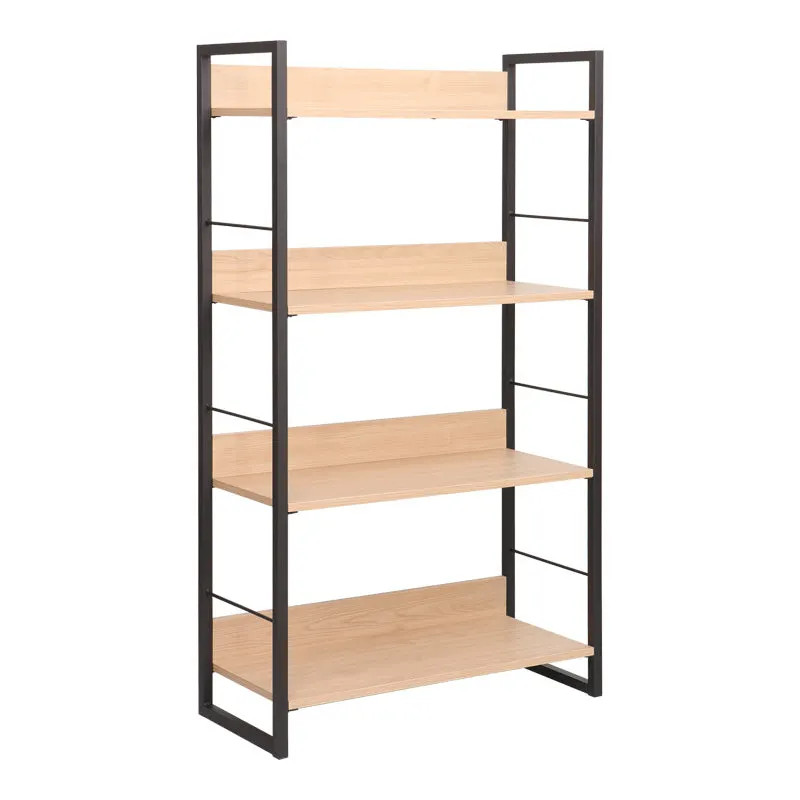 Biblioteca Dorfie, metal si PAL, 70x30x124 cm - Natur-Negru