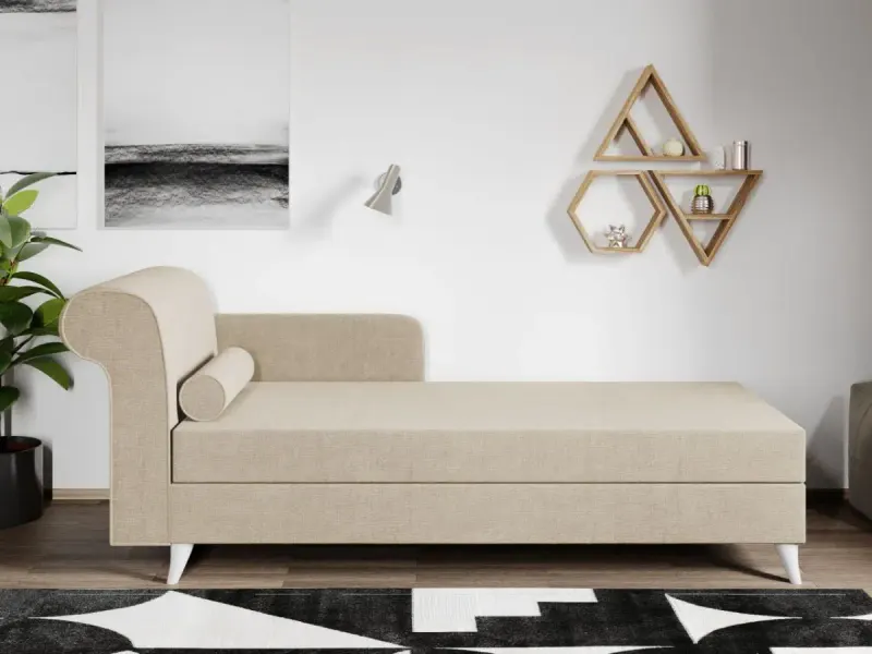 Divan / Pat o persoana tapitat Crem Round Fix — imaginea 2
