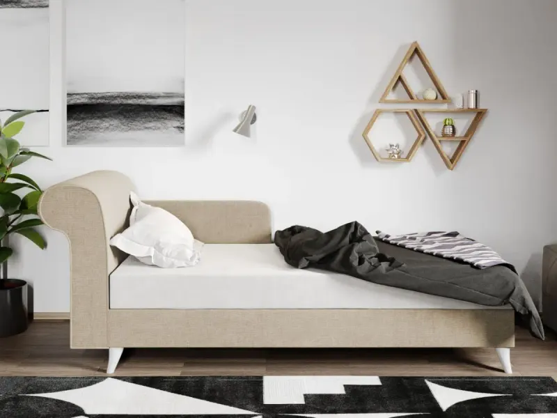 Divan / Pat o persoana tapitat Crem Round Fix — imaginea 3