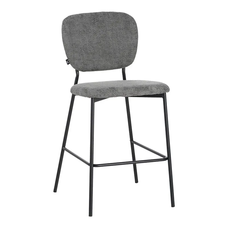 Taburet de bar cu functie reglabila, Bouclé Gri Închis, Negre, 48x54x100 cm - Gri
