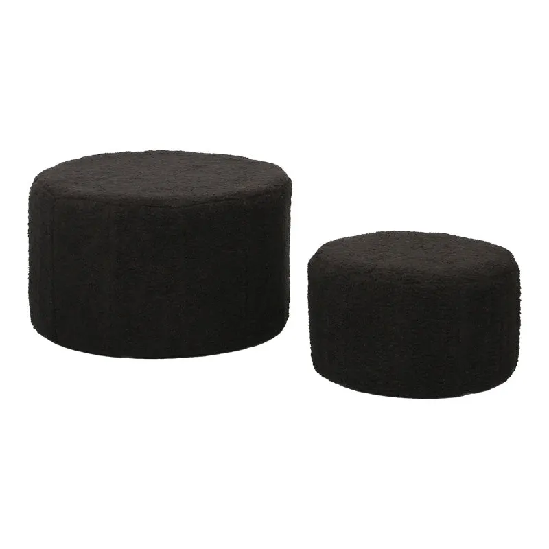 Taburet Pouf cu boucle Gabello, tesatura, Neagra, 44x26 cm - Negru