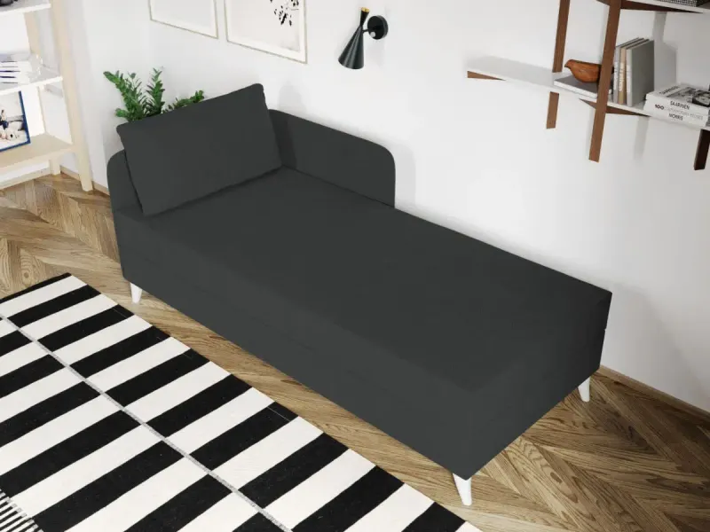 Divan / Pat o persoana tapitat Gri Inchis Soft Rabatabil — imaginea 2