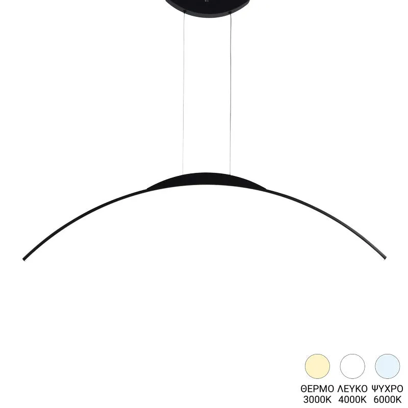 Plafoniera cu LED Ledo, metal, Negru, 120cm, 120x10 cm - Negru