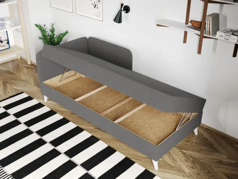 Divan / Pat o persoana tapitat Gri Deschis Soft Rabatabil