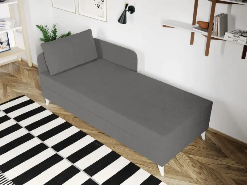 Divan / Pat o persoana tapitat Gri Deschis Soft Rabatabil — imaginea 2