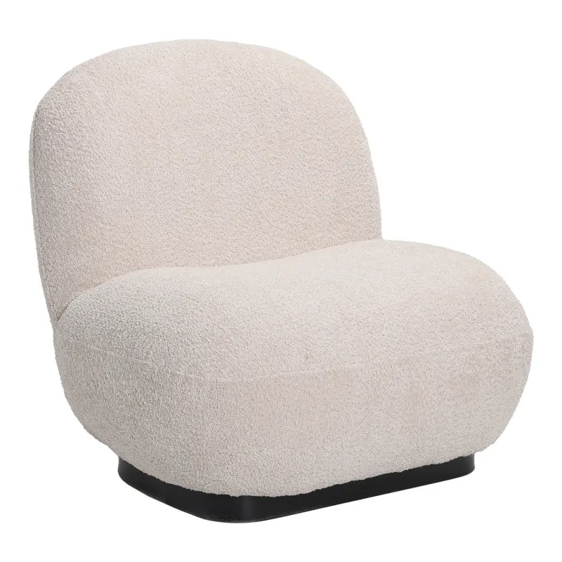 Fotoliu Rosalie, tesatura Teddy Bej, Baza, Neagra, 85x82x77 cm - Bej