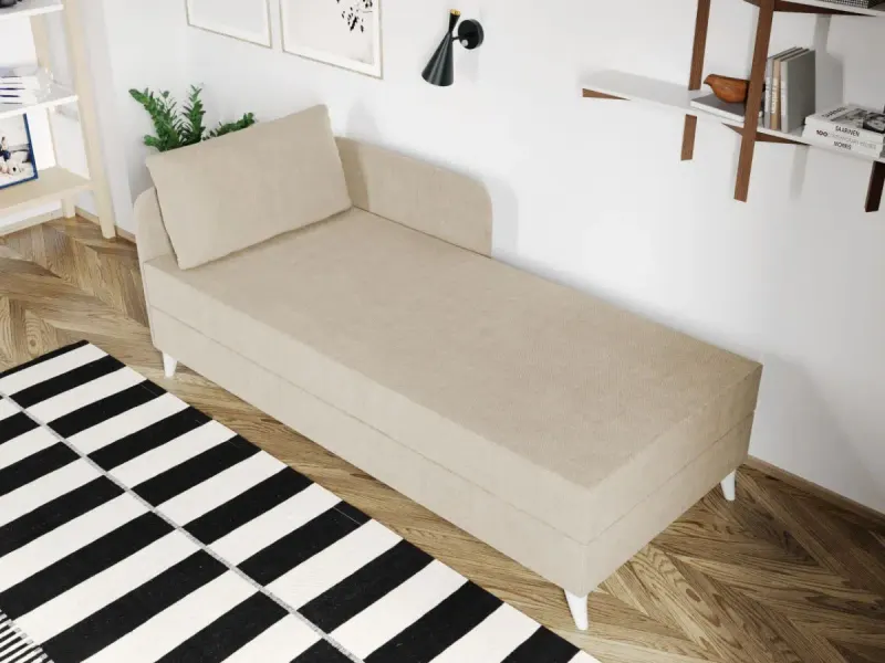 Divan / Pat o persoana tapitat Crem Soft Rabatabil — imaginea 2