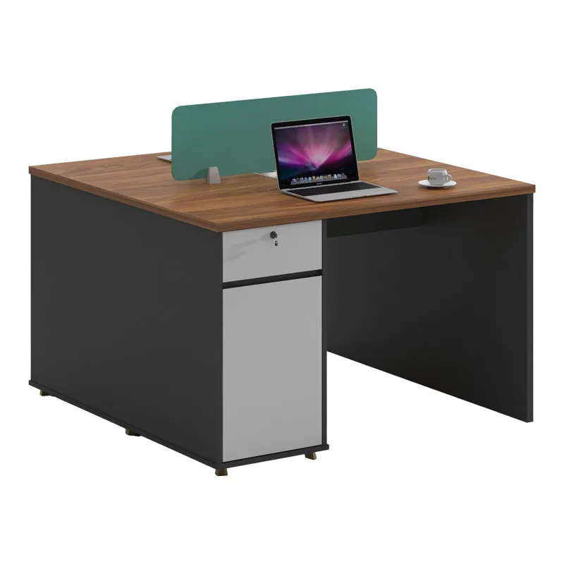 Birou profesional 2 locuri Dakota, lemn, nuc-antracit, 120x120x76 cm - Nuc