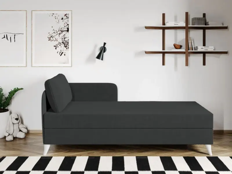 Divan / Pat o persoana tapitat Gri Inchis Soft Fix — imaginea 2
