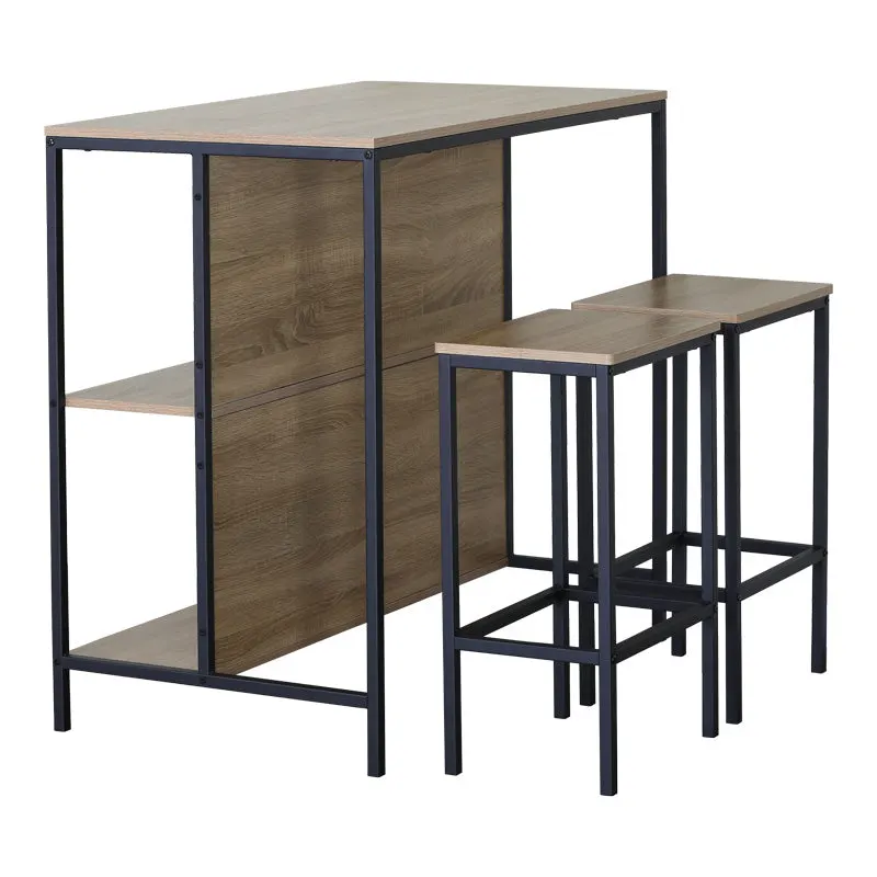Set de masa bar Bailon Stejar cu metal, negru, 100x60x95 cm - Stejar