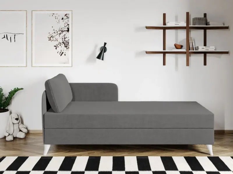 Divan / Pat o persoana tapitat Gri Deschis Soft Fix — imaginea 3