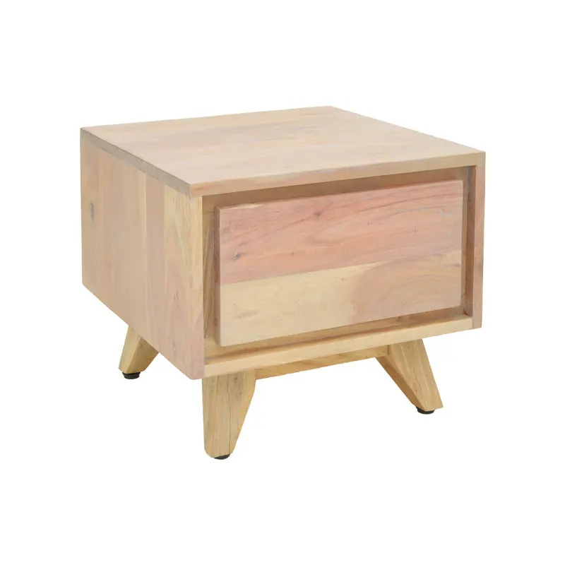 Noptiera Emira, Lemn de salcam, Natural, 40x40x35 cm - Natur