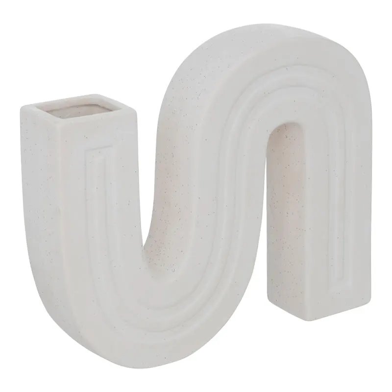 Vaza ceramica Snaky, Alb, 25x5x21 cm - Alb