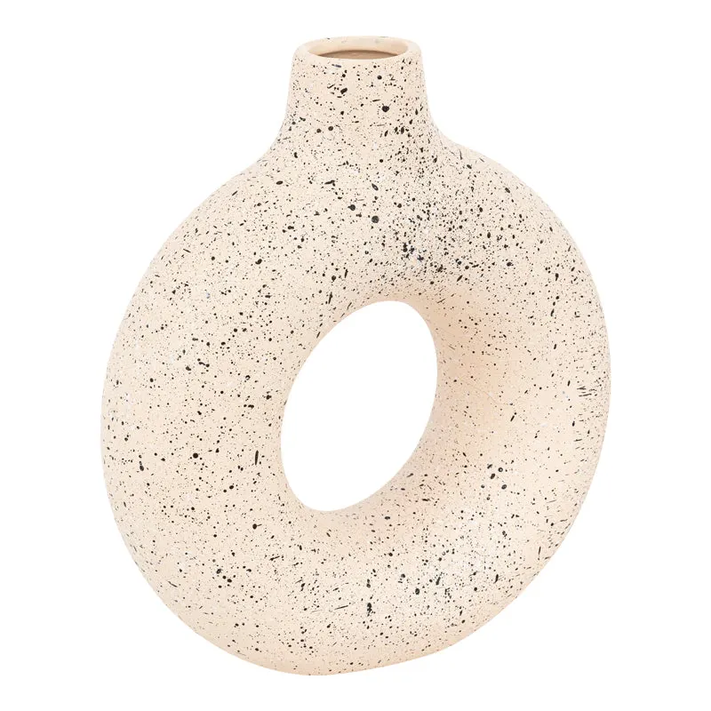 Vaza ceramica Circkly, Alb-Negru, 27x9x30 cm - Alb