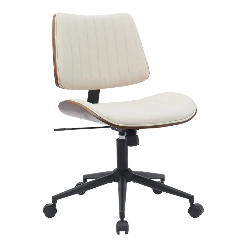 Scaun de birou Amani, piele PU si lemn, 52x54x91 cm - Bej-Nuc