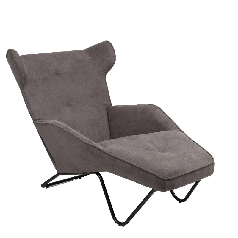 Fotoliu Relax Totely din tesatura de Gri si metal negru cu picior, negru, 74x122x90 cm - Gri
