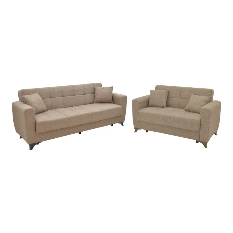 Set de living 2 piese Modesto din tesatura, maro deschis, 85x215 cm - Maro