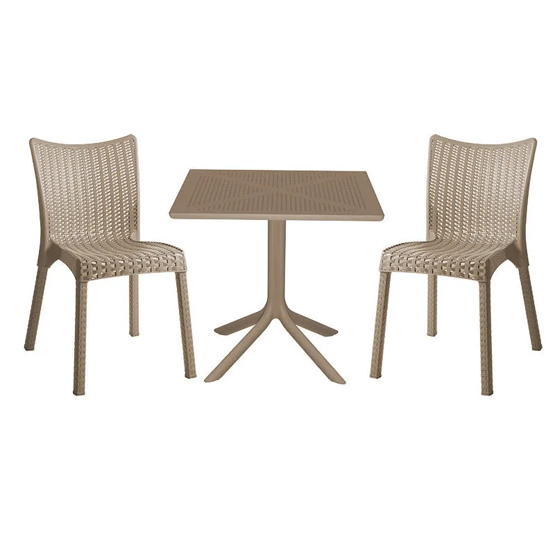 Set de gradina masa si scaune Groovy, Confident set 3 piese, cappuccino, 80x80x74 cm - Bej