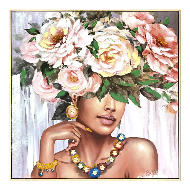 Tablou canvas Flowergirl Africa, Multicolor, 82x82 cm - Multicolor