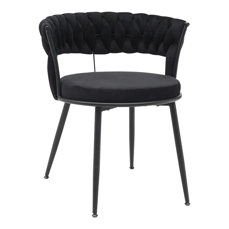 Scaun Alkia din catifea, neagra, 60x57x68 cm - Negru