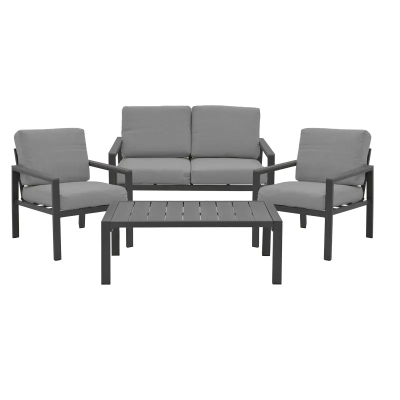 Set 4 buc masa si scaune de gradina Mabudu, Gri, 118x64x100 cm - Gri