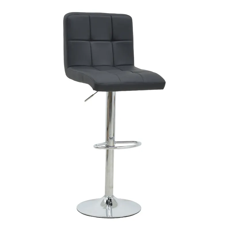 Scaun de bar Remina reglabil pe inaltime, pu-crom, 44x44x112 cm - Negru