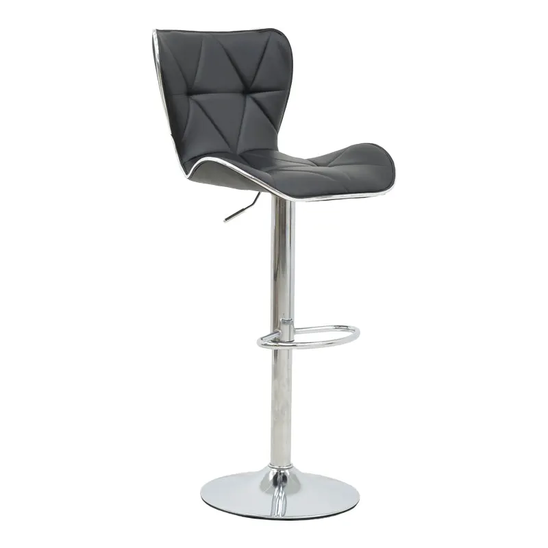 Scaun de bar Jorine reglabil pe inaltime, baza pu-crom, Alb - Negru, 53x44x114 cm - Negru