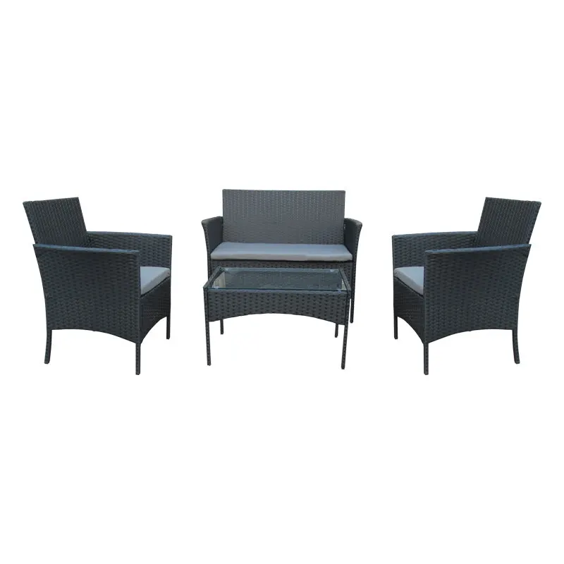 Set 4 buc masa si scaune de gradina Calmness, Negru, 104x55x79 cm - Negru