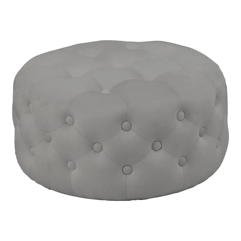 Puf taburet Ferdia catifea, gri, 59x59x28 cm - Gri