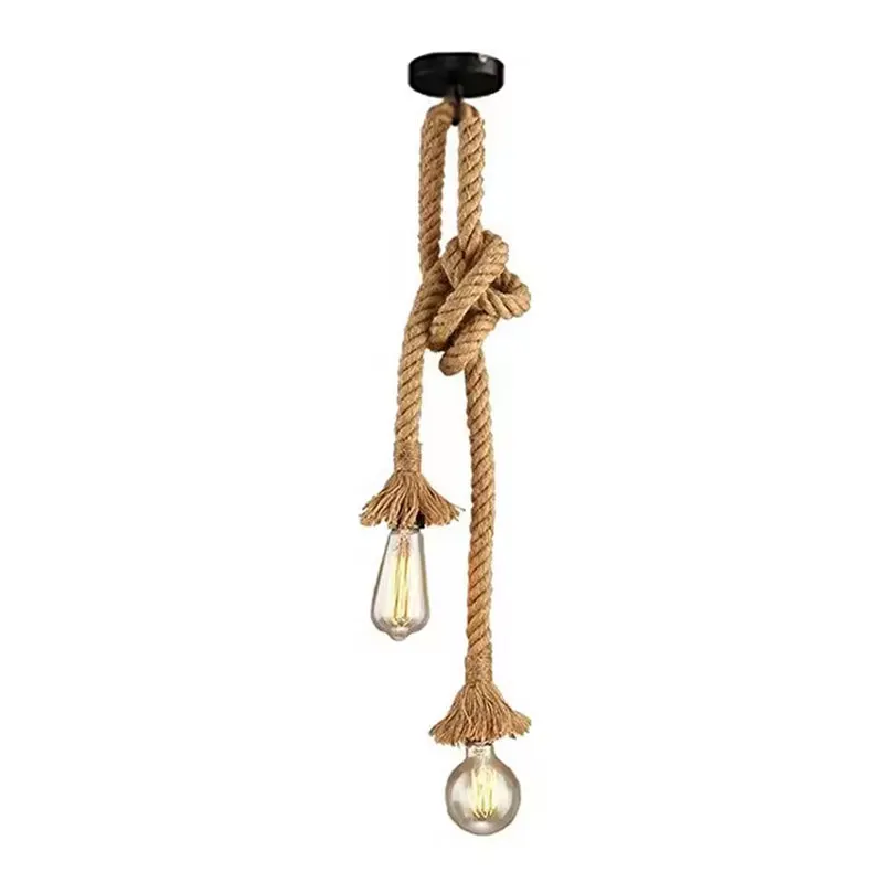 Lustra Ropily doua surse de lumina metal Natural si cordelina 100 cm, 100x100 cm - Natur