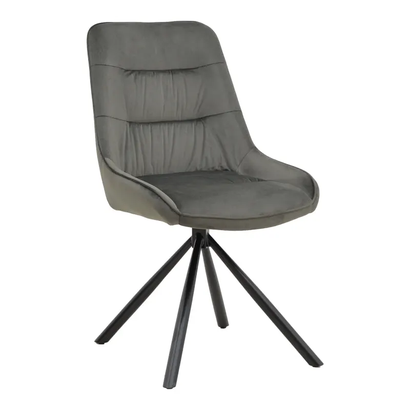 Scaun Wori Gri inchis catifea-metal picior, negru, 48x56x82 cm - Gri