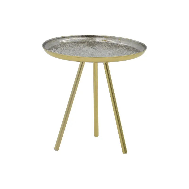 Masuta laterala Jacksie metal, gri-auriu, 41x41x43 cm - Auriu