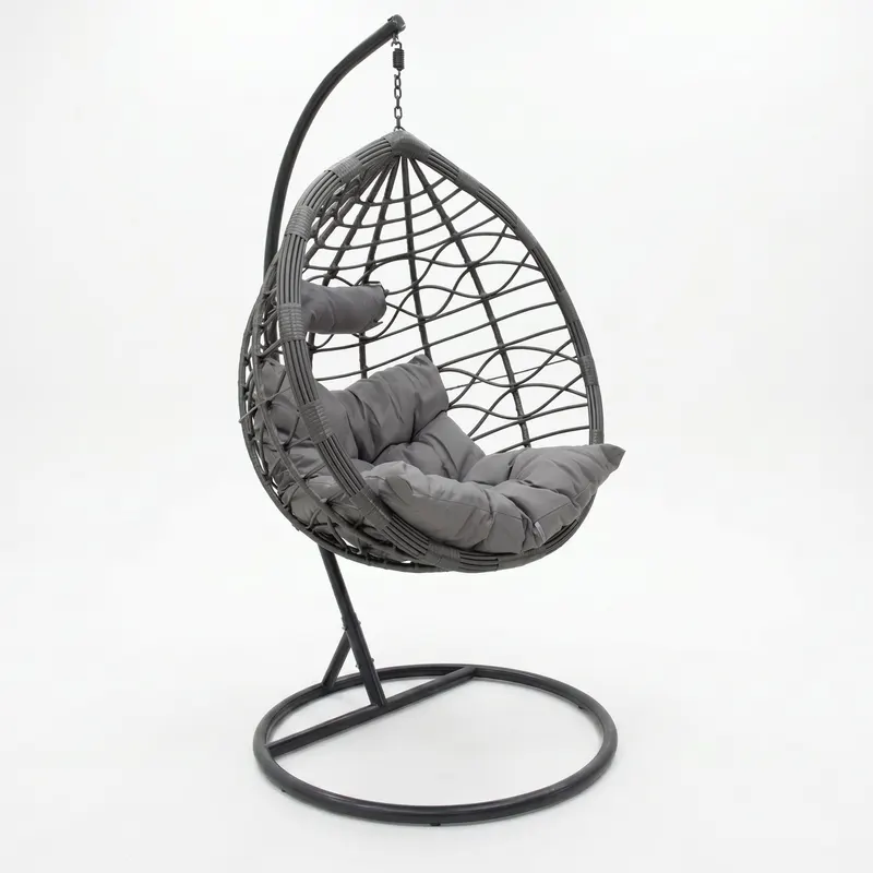 Balansoar Hudson, Metal si PP, 109x119x195 cm - Gri