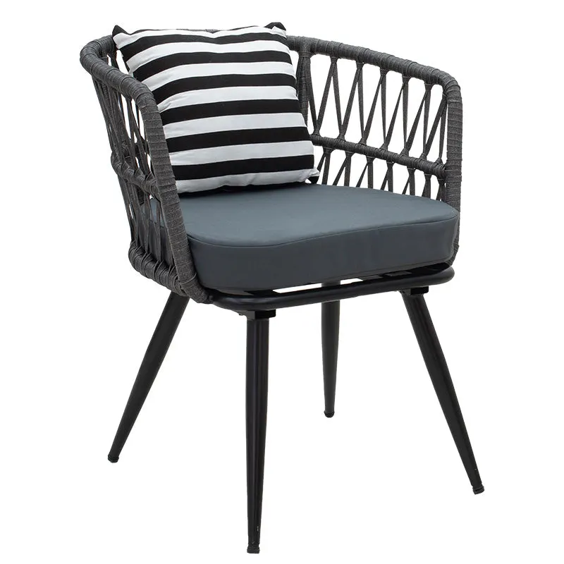 Fotoliu Naoki metal negru-pe Gri-perna, negru/alb, 65x62x77 cm - Gri