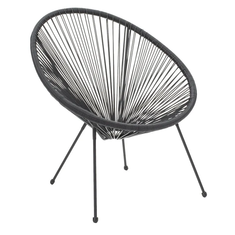 Fotoliu Acapulco metal negru- pe negru, 71x76x85 cm - Negru