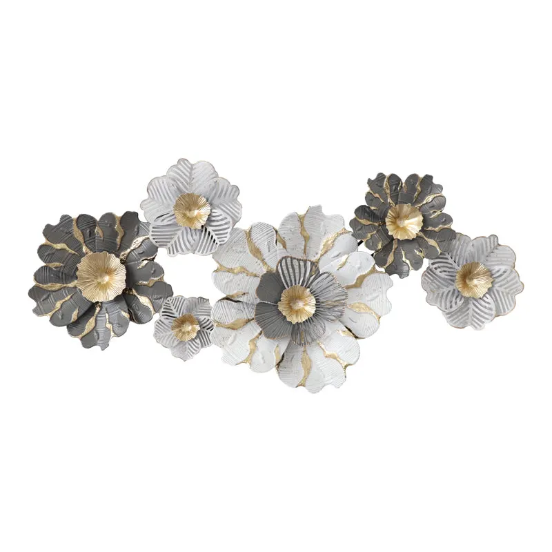Decoratiune de perete din metal Daisy, Auriu, 131x64x9 cm - Auriu