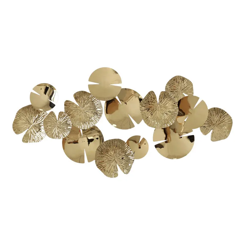 Decoratiune de perete din metal Lily, Auriu, 130x64x6 cm - Auriu