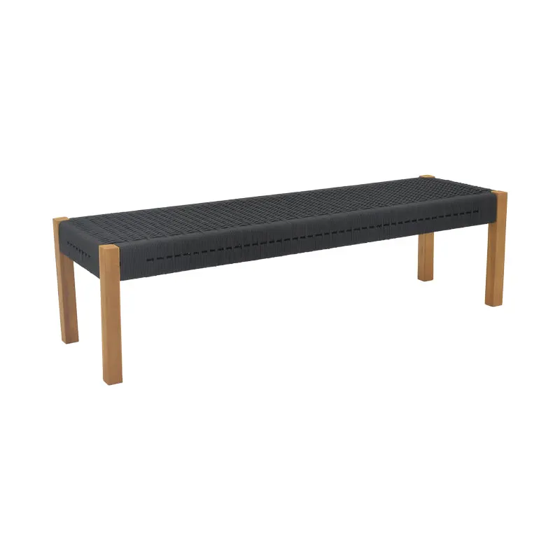 Bancuta de gradina Uma Boho, Natural - Negru, 120x45x40 cm - Negru