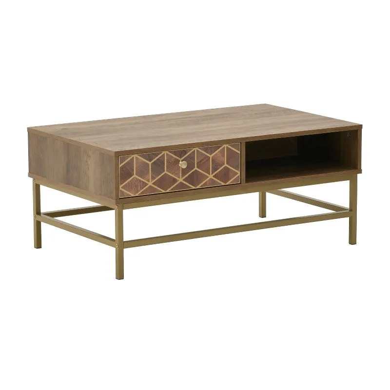 Masuta de cafea Brilo maro aurie din lemn, 101x59x43 cm - Maro